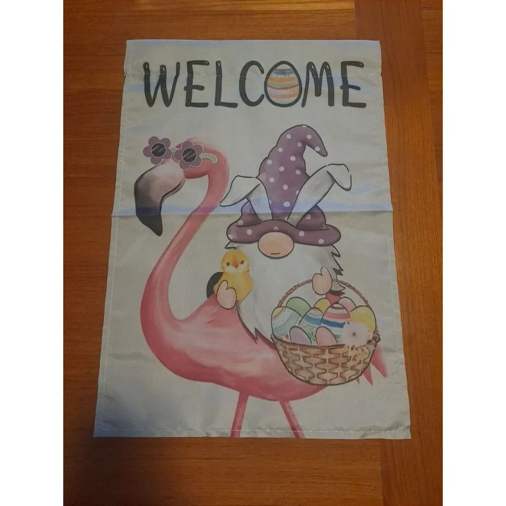 NEW Home & Garden 1pc Double Sided Welcome Easter‎ Garden Flag 12x18 Gnome